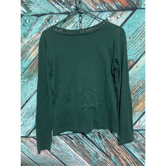 Talbots Green Bead Accent Neckline Size Medium 🍃🌿 - Picture 8 of 13